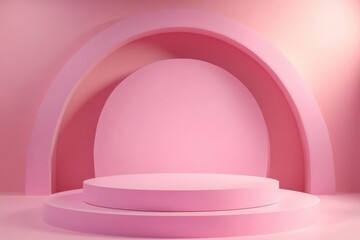 Obraz premium Minimalistic Abstract Studio Showcase with Geometric Pastel Podium