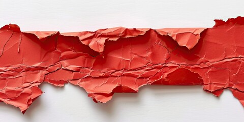 piece of red cardboard paper tear isolated on white background