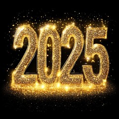 Vibrant 2025 in Starlight Against Colorful Background