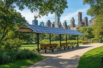 Naklejka premium Public parks with solar-powered amenities