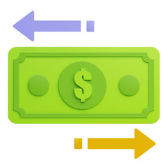 PNG 3D Money Transfer Icon Isolated on a White Background