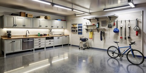 Modern Garage with Kitchenette and Bike, Garage Design , Home Improvement , Interior Design