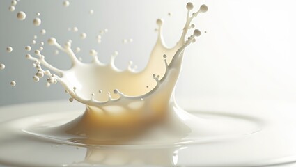 Dynamic milk splash in soft light forming abstract shapes