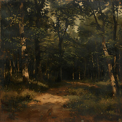 Obraz premium Landscape showing a path through a forest