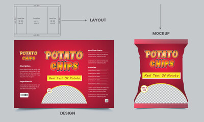 Potato chips package design, realistic vector design potato chips packaging, chips, packaging, vector illustration 