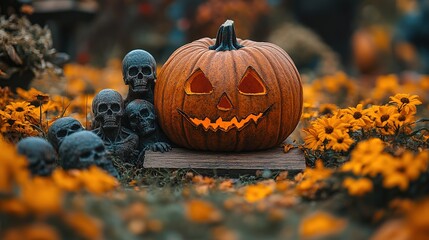 Halloween Party - Skeletons And Owl On Wooden Banner In Spooky Night At Moonlight