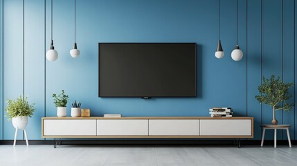Contemporary Living Room Design with Modern Television Cabinet and Elegant Wall Decor