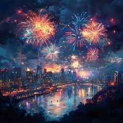 Naklejka premium Celebrating a Joyful New Year 2025 Together