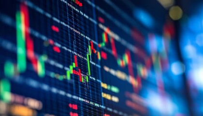 Analyzing financial price movements with charts and graphs on a vibrant blue background