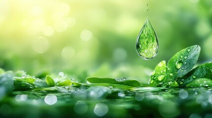 Water Drop with Growing Plant