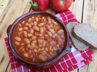 Tasty baked beans on tomato sauce