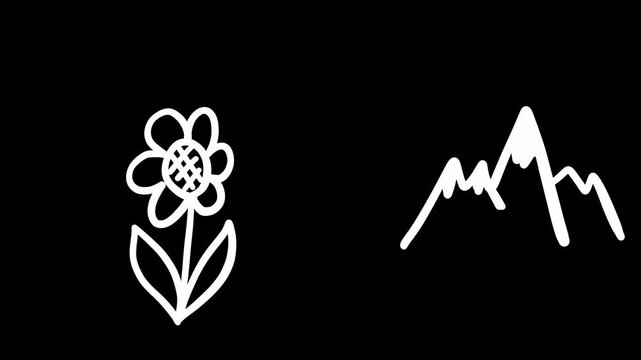 Set of different animated doodle elements. Video clip with alpha channel.