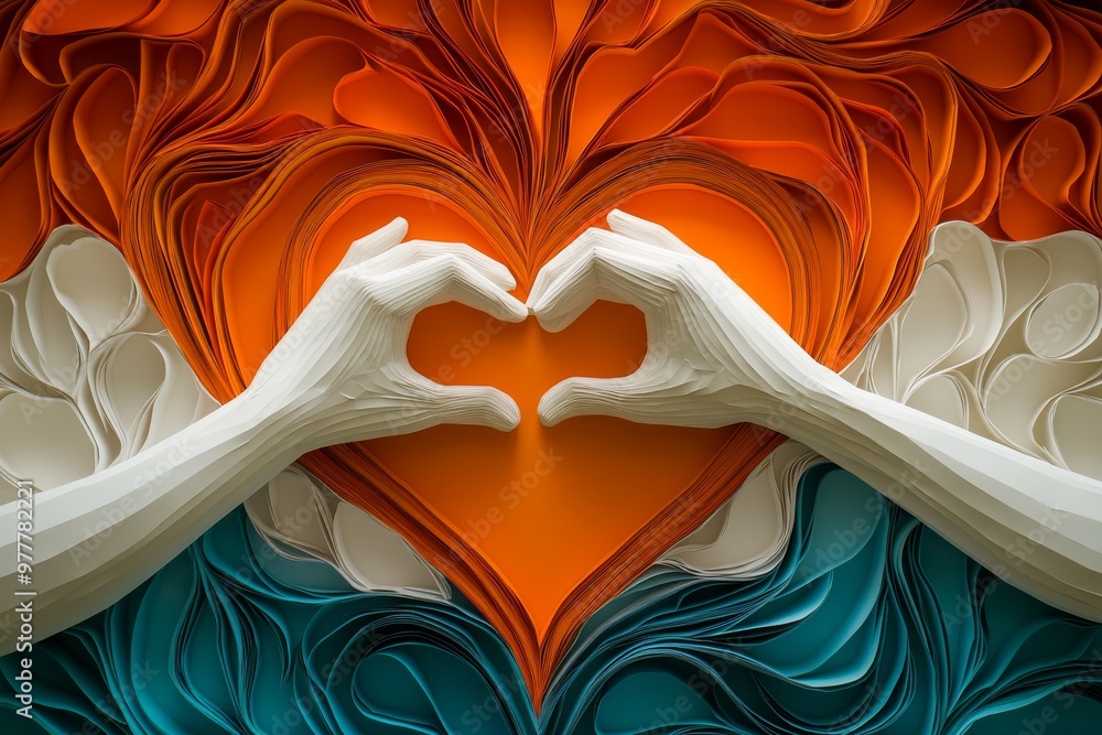 Aufkleber stylized hands forming a heart shape symbolizing love connection and unity through creative design a