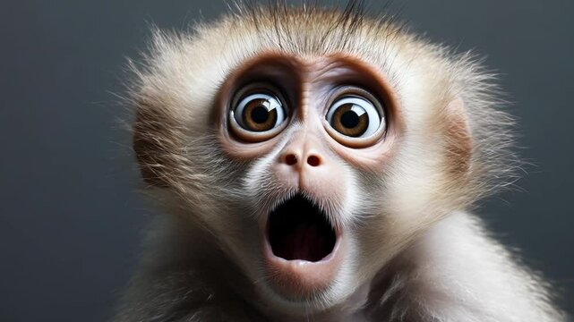 A surprised monkey with its mouth and eyes wide open