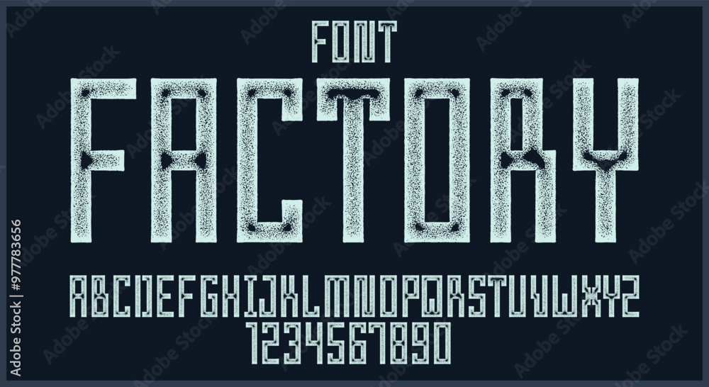 Poster minimal geometric cyberpunk font, vector typeface in geometry minimalist square style, future techno