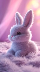 Obraz premium Pink and Purple Plush Bunny and Pink Background, Abstract Image, Texture, Pattern Background, Wallpaper, Cover and Screen for Smartphone, PC, Laptop, 9:16 and 16:9 Format
