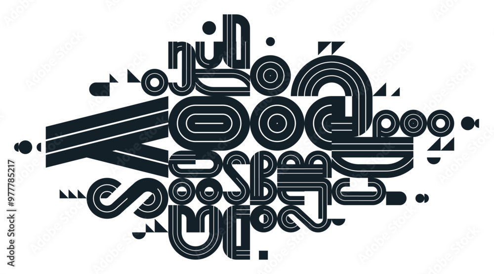 Aufkleber dynamic messy abstract vector design composition, minimal lined modern art, stylish geometry element