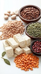 Obraz premium A variety of plant-based proteins showcases their nutritional diversity and health benefits