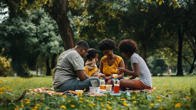 Family on a picnic in the park