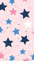 Obraz premium Blue Stars on Pink Background, Abstract Image, Texture, Pattern Background, Wallpaper, Cover and Screen for Smartphone, PC, Laptop, 9:16 and 16:9 Format