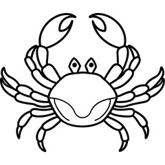 Crab with extended pincers and a sturdy, shell-like body line art