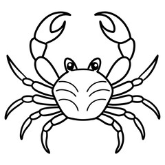 Crab with extended pincers and a sturdy, shell-like body line art