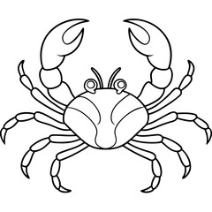 Crab with extended pincers and a sturdy, shell-like body line art