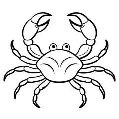 Crab with extended pincers and a sturdy, shell-like body line art