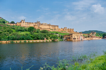 Maota Lake and Amber Fort at Jaipur, Rajasthan