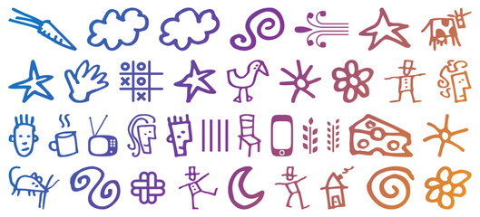 Colorful doodle icon mega bundle