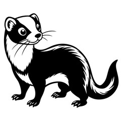 ferret slinking with a curious, playful expression and elongated body vector