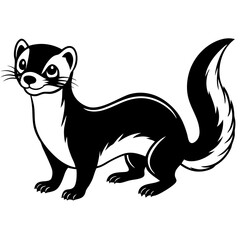 ferret slinking with a curious, playful expression and elongated body vector