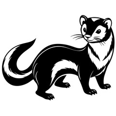 ferret slinking with a curious, playful expression and elongated body vector