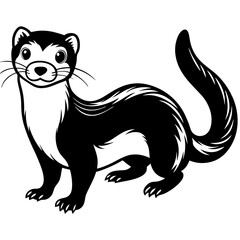 ferret slinking with a curious, playful expression and elongated body vector