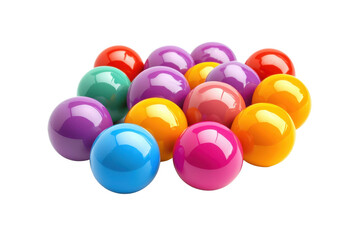 A vibrant collection of colorful plastic balls isolated on a transparent background. perfect for play areas, children's activities, and creative projects.