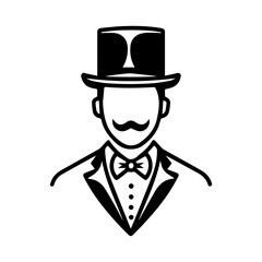 conjurer icon or modern line symbol. Vector line art and icon design with bold outline. Black and white Pixel Perfect minimalistic symbol isolated white background. Silhouette simple thin sign