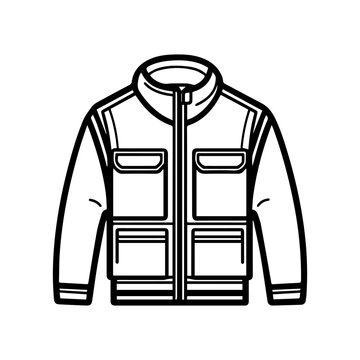 recommend clip art: jacket icon or modern line symbol. Vector line art and icon design with bold outline. Black and white Pixel Perfect minimalistic symbol isolated white background. Silhouette simple thin sign