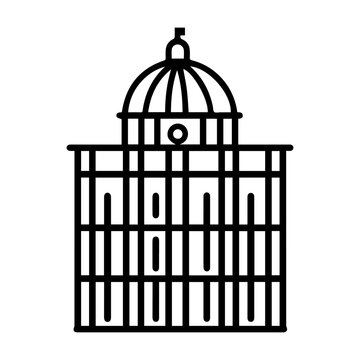recommend clip art: prison icon or modern line symbol. Vector line art and icon design with bold outline. Black and white Pixel Perfect minimalistic symbol isolated white background. Silhouette simple thin sign