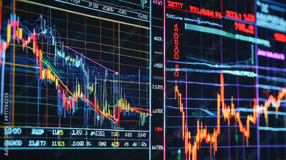 Poster a close-up of a hand with a stylus interacting with a digital stock chart, representing market data 
