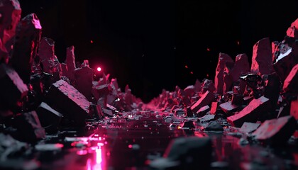 Fototapeta premium Flickering Glitch Art in a Black Void