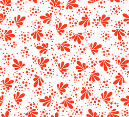 Floral pattern in red tones on a white background.Seamless pattern.