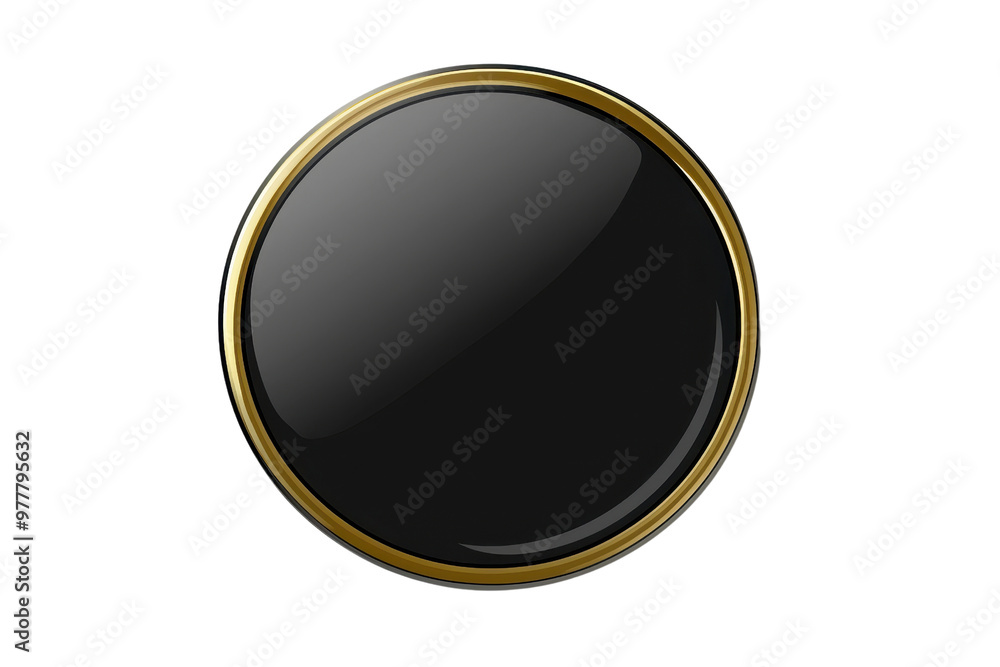 Poster elegant black button with a gold rim, perfect for website design, app interfaces, and digital projec