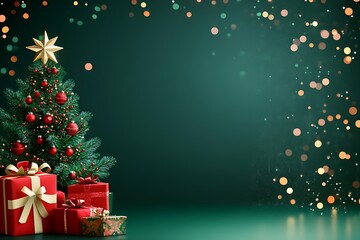 Naklejka premium Festive Christmas Tree and Gifts for Holiday Cheer