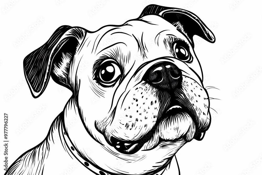 Wall mural Cute coloring page featuring a playful dog for kids creativity.