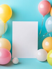 Colorful Blank Invitation Card for Kids Birthday Party