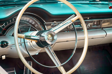 Dashboard of classic 50s car.