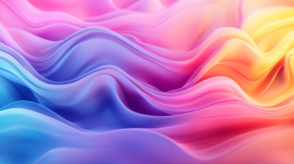 Obraz premium “Abstract fluid iridescent holographic neon curved wave in motion, rendered in 3D. Features a colorful gradient design, ideal for backgrounds, banners, wallpapers, posters, and covers.”