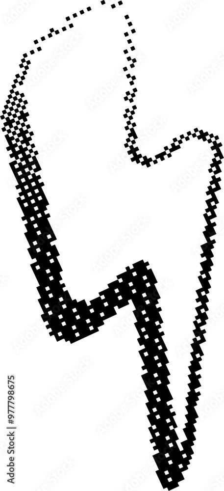 Poster bitmap pattern lightning shape. flash halftone gradient element. y2k graphic abstract icon. dither n