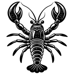 Lobster with detailed claws and segmented body, emphasizing texture vector