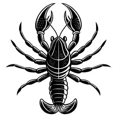 Lobster with detailed claws and segmented body, emphasizing texture vector
